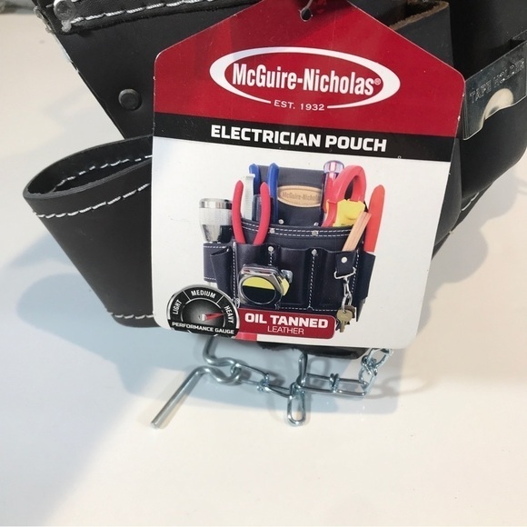 MCGUIRE Nicholas 12 Pocket Oil Tan Leather Electrician Tool Pouch Heavy Duty - Picture 5 of 6